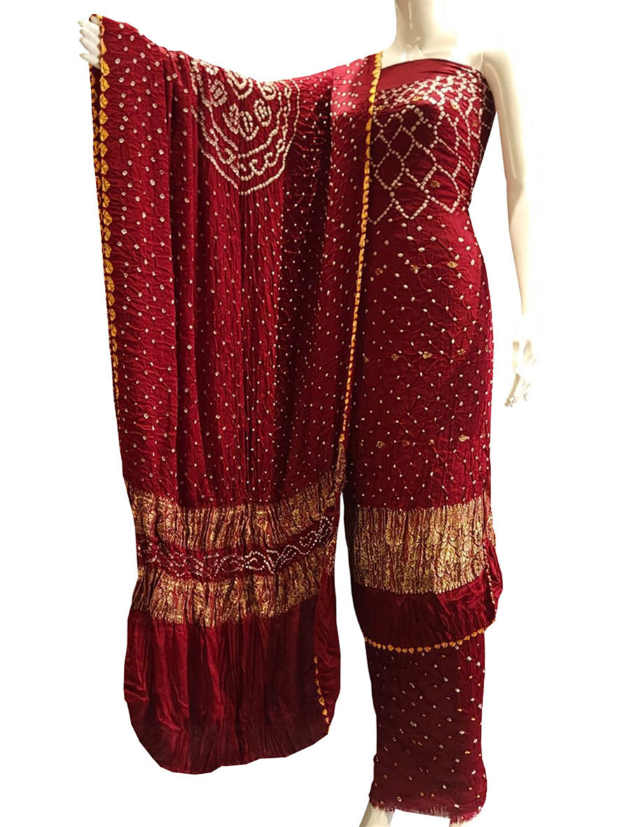 Admyrin Red Designer Bandhani Silk Blend Salwar Suit at Rs 899.00 | Bandhani  Suit | ID: 26955083748